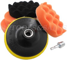 7pc 6 Auto Car Polish Wax Foam Sponge Pad Polisher Buffer Set Drill Adapter Kit