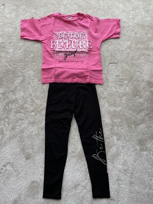 NEU MÄDCHEN ZWEITEILIGES OUTFIT ALTER 9 - MATALAN pink & schwarz