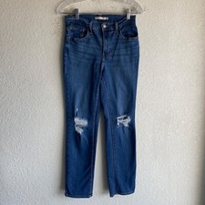 Levi's 724 High Rise Straight Jeans Womens Size 27 Distressed Pants 26x28.5