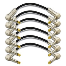 6,Guitar Effect Pedal Board Instrument Patch Cord Cables 7" 1/4" Right Angle