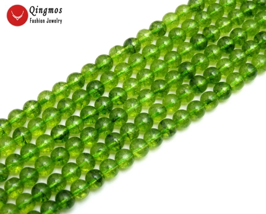 6mm Round Natural Green Peridot Loose Beads for Jewelry Making DIY Strands 15" - Image 2 of 4