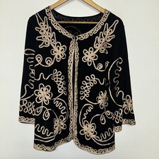Vintage Womens Unbranded Fully Embroidered Cover Up, Black, Size Medium