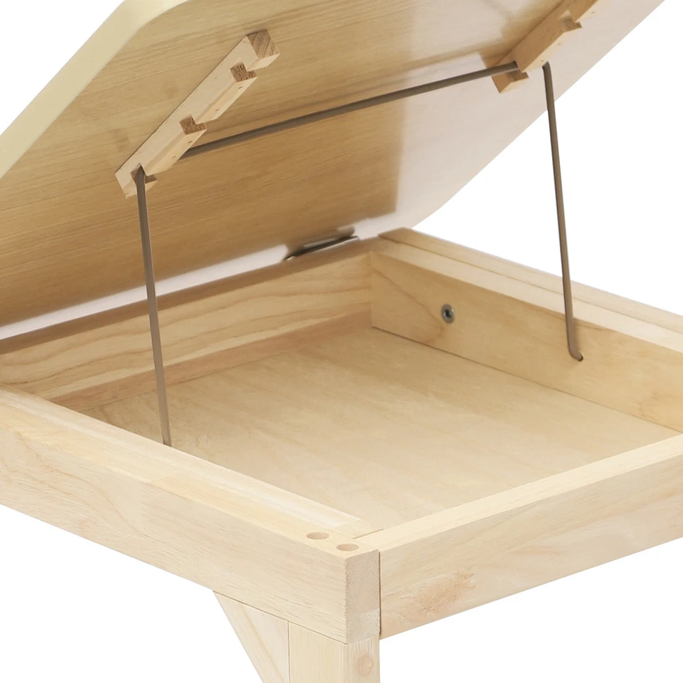 Movable Solid Wood Home Side Square Folding Coffee Side Table Adjustable Angle - Image 4 of 4