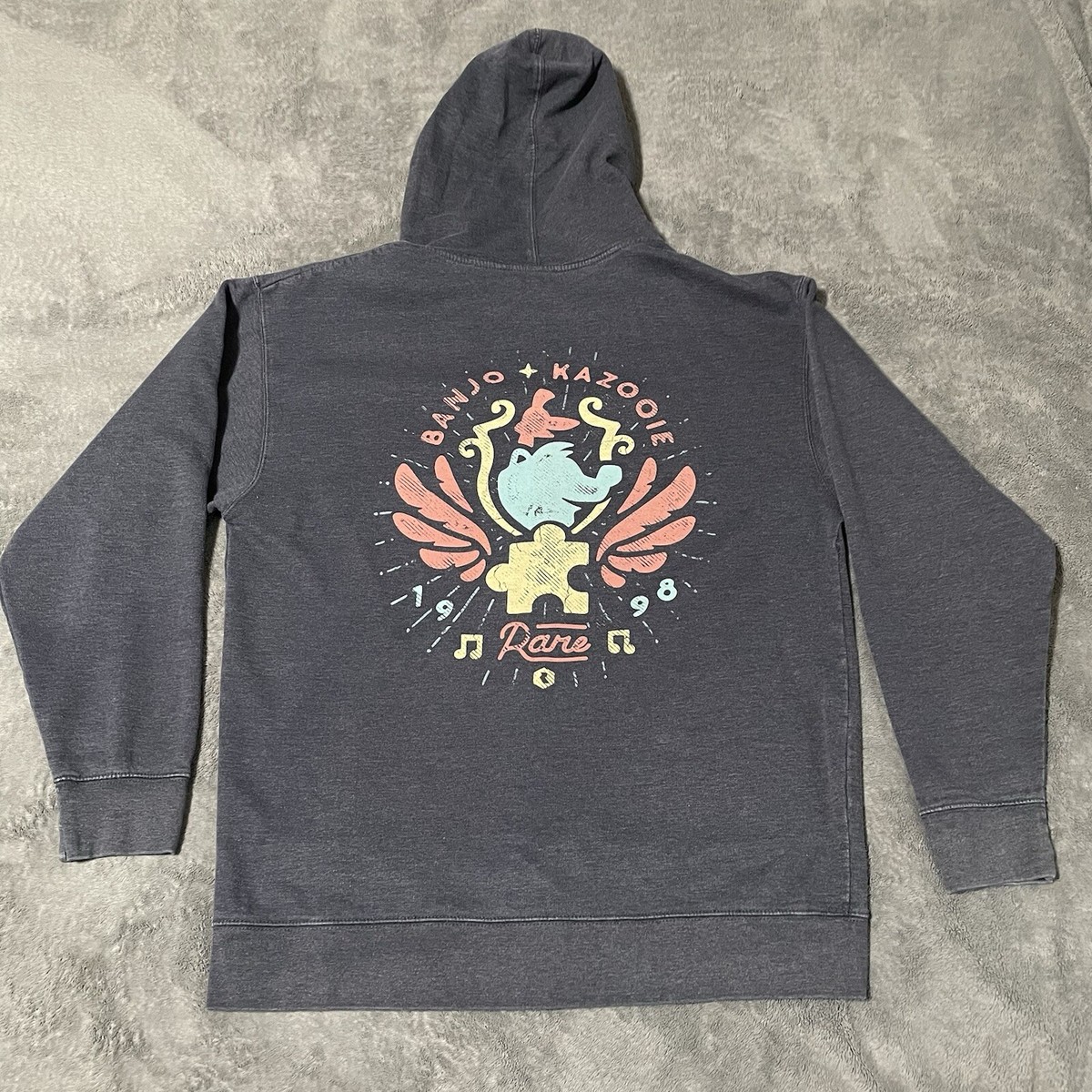 Banjo Kazooie Jiggy Quest Blue Rare Full Zip Hoodie Unisex Large L Fangamer  | eBay