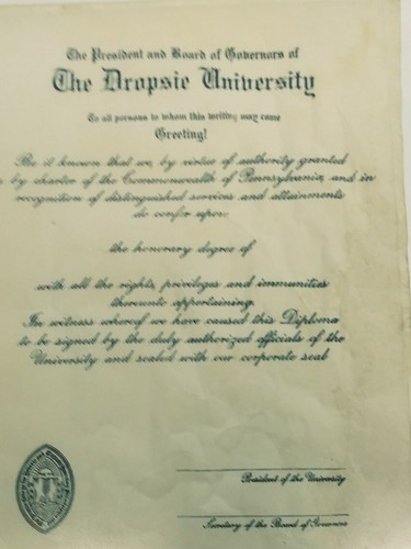 Vintage Dropsie UniversityGenuine Sheep Skin Diploma