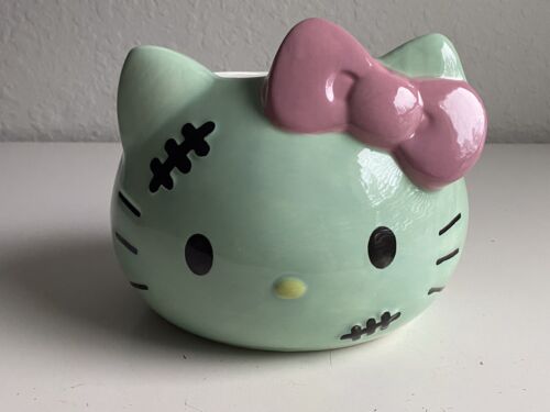Hello Kitty Halloween Frankenstein Zombie Planter Ceramic Hand Painted Halloween