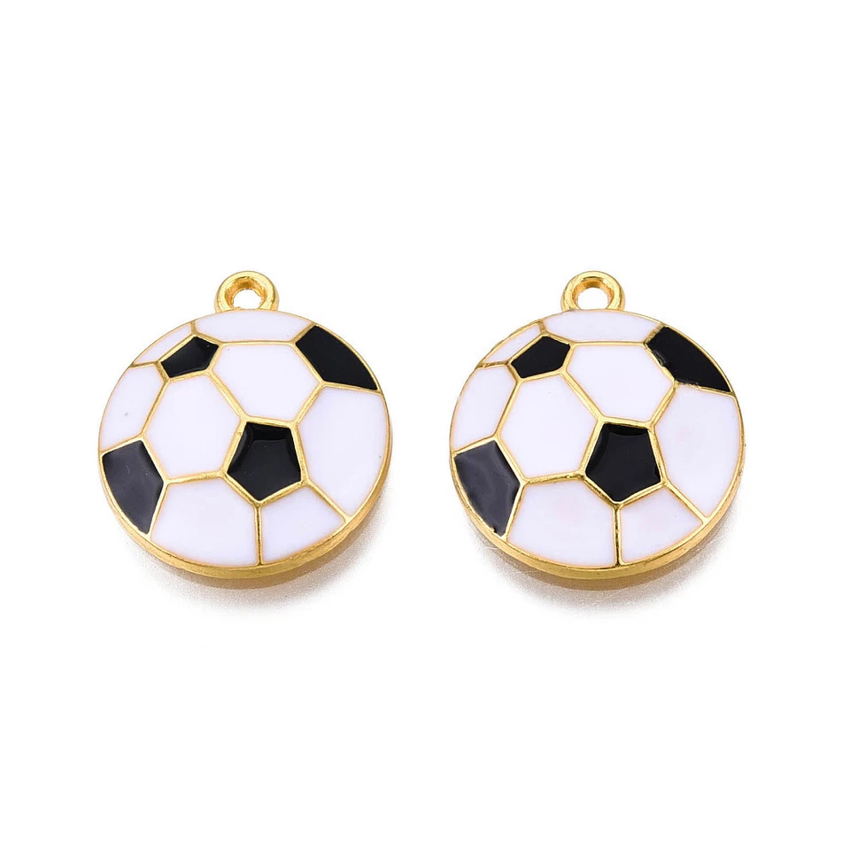 Эмалированные спортивные белые черные футбольные подвески с подвесками для изготовления ювелирных изделий 100 шт. - Изображение 2 из 3