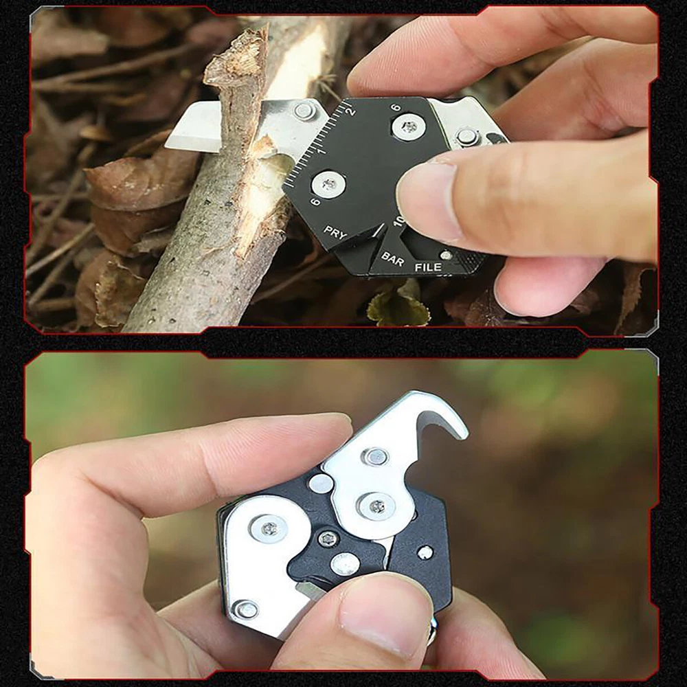 Multi Tool Folding Mini EDC Knife Outdoor Pocket Screwdriver Allen Wrench Ruler