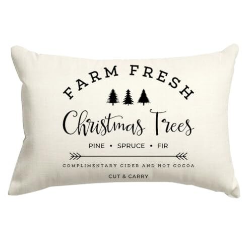Christmas Pillows Covers 12×20 Inch,Farm Fresh Christmas Tree White12×