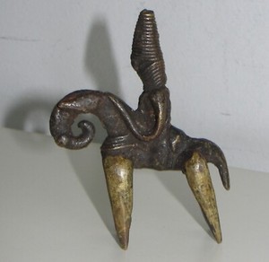 Old African Kotoko Passenger Warrior Bronze Cast Horseman Figurine Chad Africa