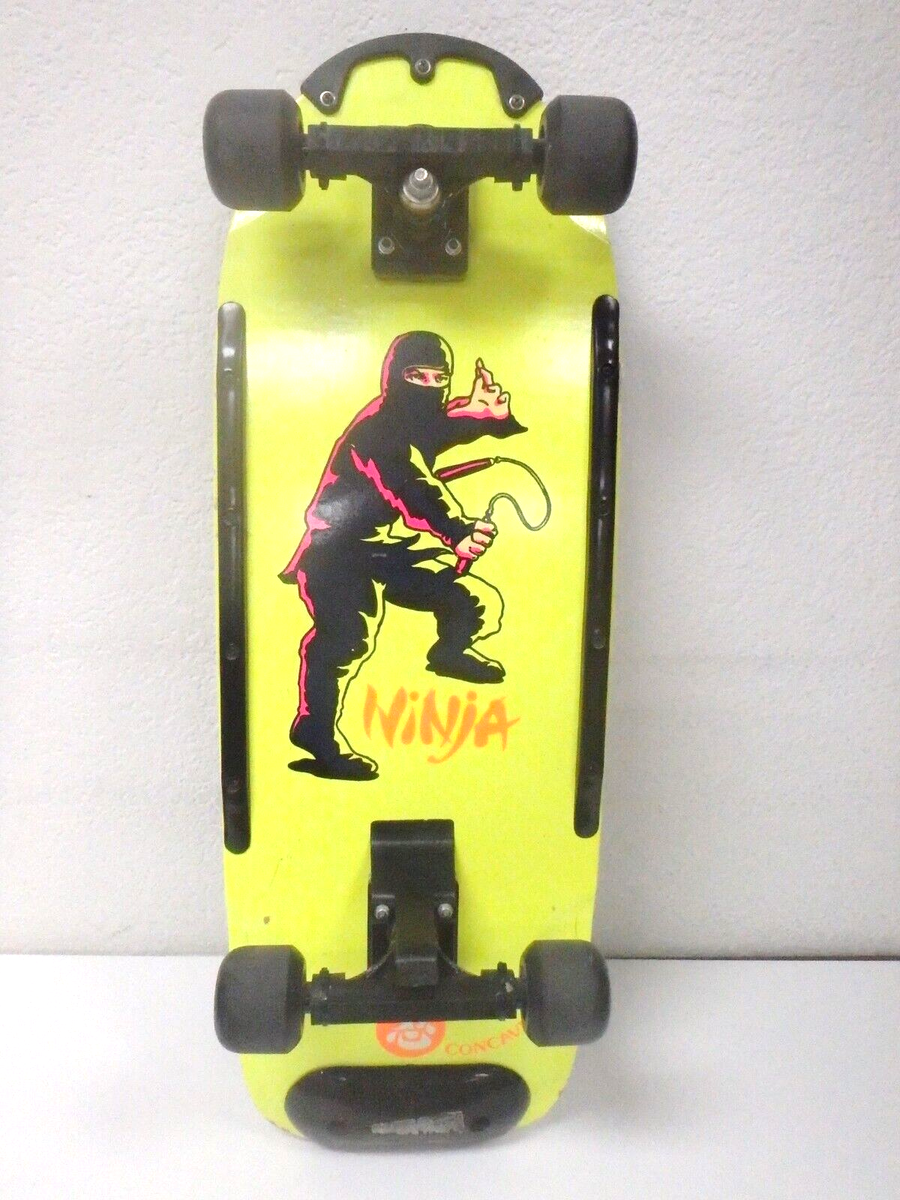 1980s Concave Ninja Power Vintage Skateboard w/Sliders 1980s Concave Ninja Power Vintage Skateboard w/Sliders