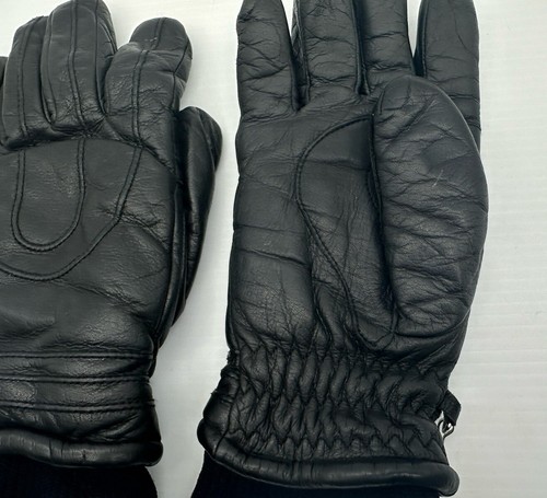 Vintage Colins Leather Gloves Cold Weather Black Leather Men’s Medium Good Shape - Picture 4 of 14