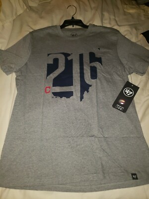 CLEVELAND INDIANS 216 AREA CODE T-Shirt By 47 BRAND Men’s Medium Grey NWT  MLB