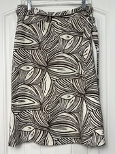 TALBOTS Skirt 10 A-Line 100 Irish Linen Floral A-line Lined Side Zip Brown