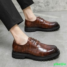 Men's Round Toe Alligator Crocodile Pattern Crack Dress Formal Business Shoes SZ