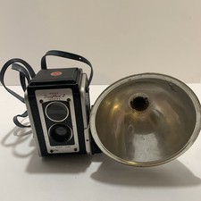 Vintage Kodak Duaflex II Camera w KODET Lens, Strap, Flash - 1950s