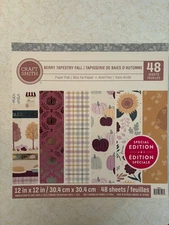 CRAFT SMITH 12X12 SCRAPBOOK PAPER 48 SHEETS-BERRY TAPESTRY FAll