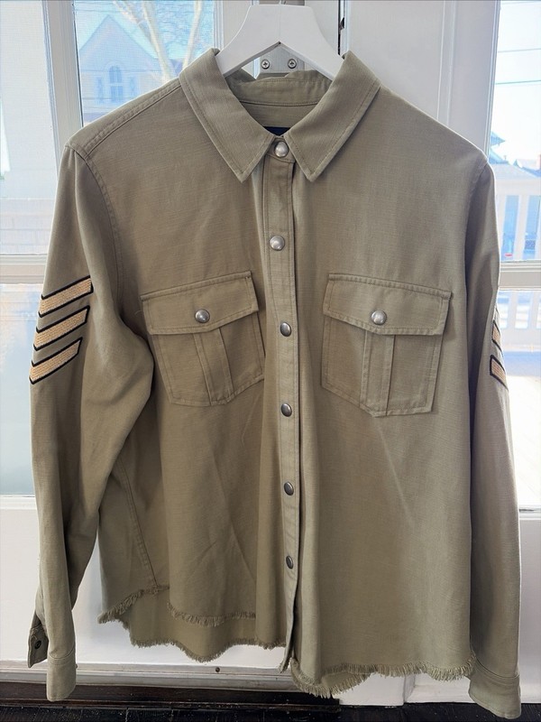 Rails Army Inspired Shacket With Brass Snaps, Army Green, Size Large