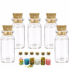 5 Small Craft Glass Bottles Jars 20ml Miniature Jar Cork Crafting Decor Mini