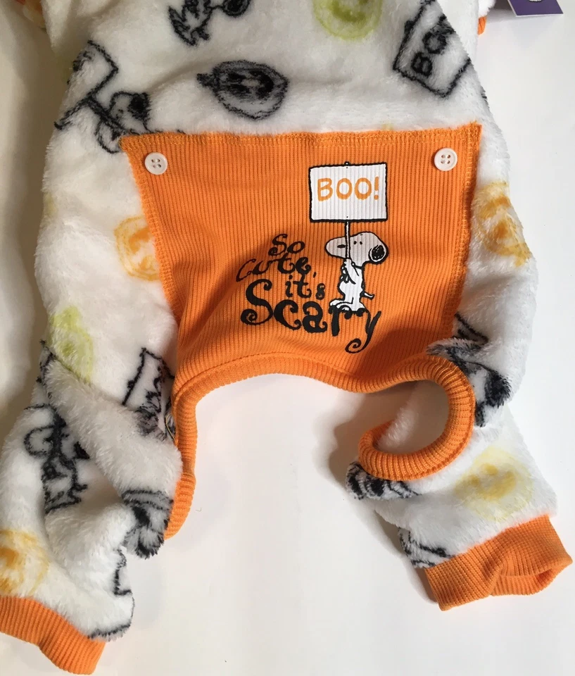 PEANUTS HALLOWEEN “So Cute It’s Scary” SNOOPY DOG PET PAJAMAS Fleece Sz S NWT - Image 2 of 3