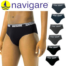 6 slip uomo NAVIGARE cotone bielastico elasticizzato mutande Blu Nero Grey 574E