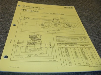 Link-Belt RTC-8025 Rough Terrain Crane Specifications & Capacities Manual xz