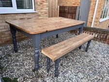 Pine Farmhouse Table And Bench