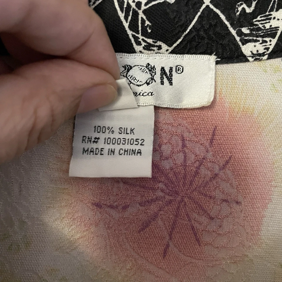 Blusa Citron Santa Monica Seda Asiática Top Guindaste Dragão Artístico Feminina Tamanho XL B25 - Imagem 4 de 4