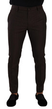 Dolce & Gabbana Brown Striped Wool Formal Trouser Dress Men's Pants Authentic