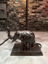 Vintage Elephant Table Lamp Black Brown Elephant Base Safari Jungle Decor