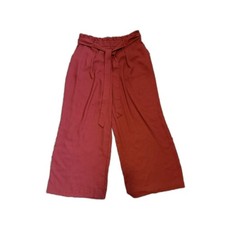 Rust Paperbag Waist Wide Leg Culottes High Rise Belted Crop Pants No Tag 31