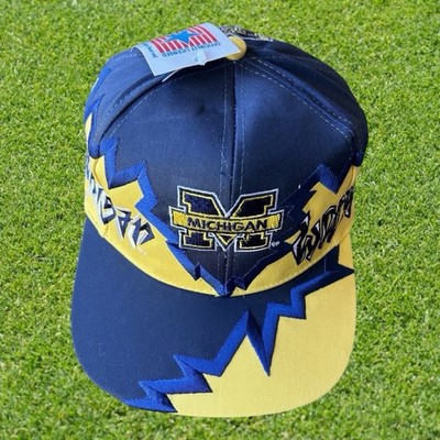 VTG 90s Michigan Wolverines Drew Pearson Jagged Edge Graffiti Snapback Hat NWT