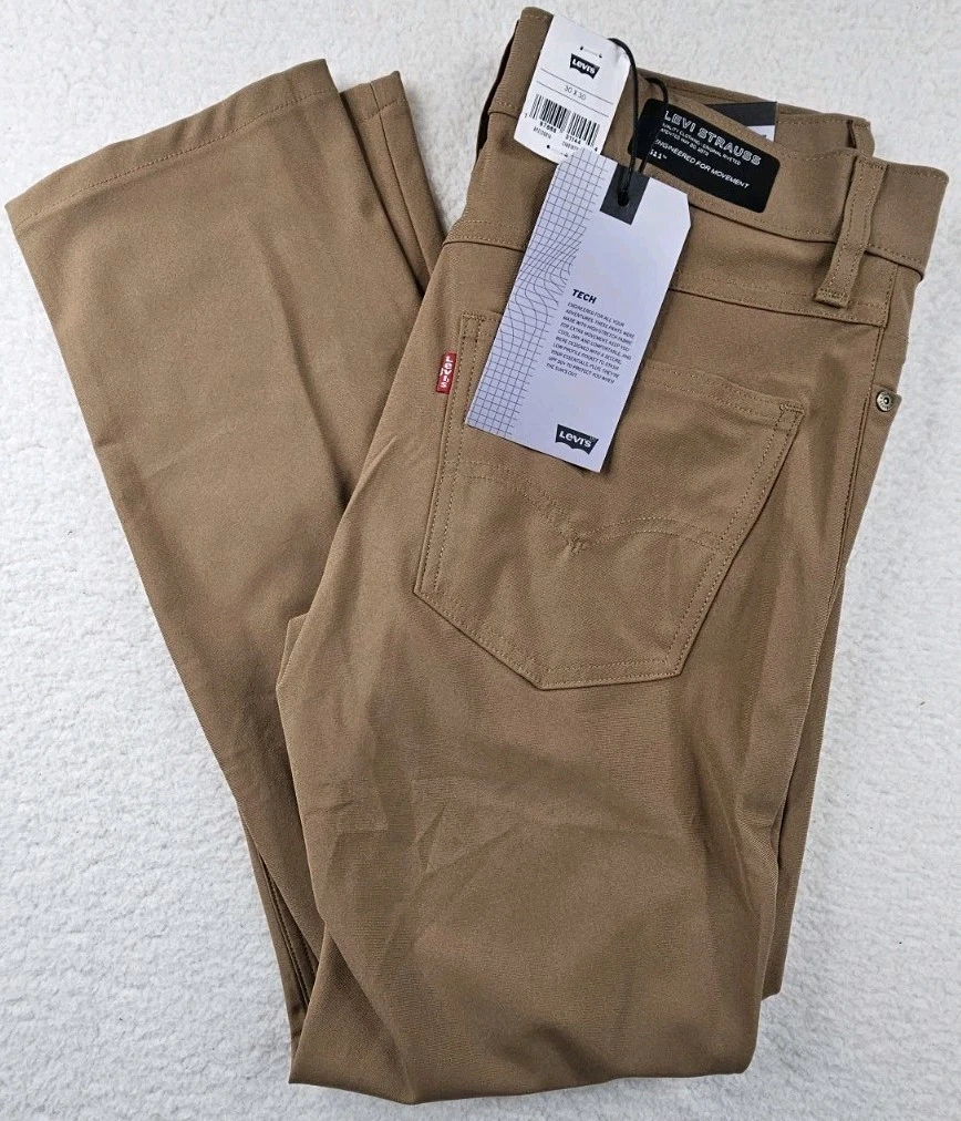 Levis 511 Slim Tech Pants High Stretch Quick Dry UV Protection Brown Tan 30x30