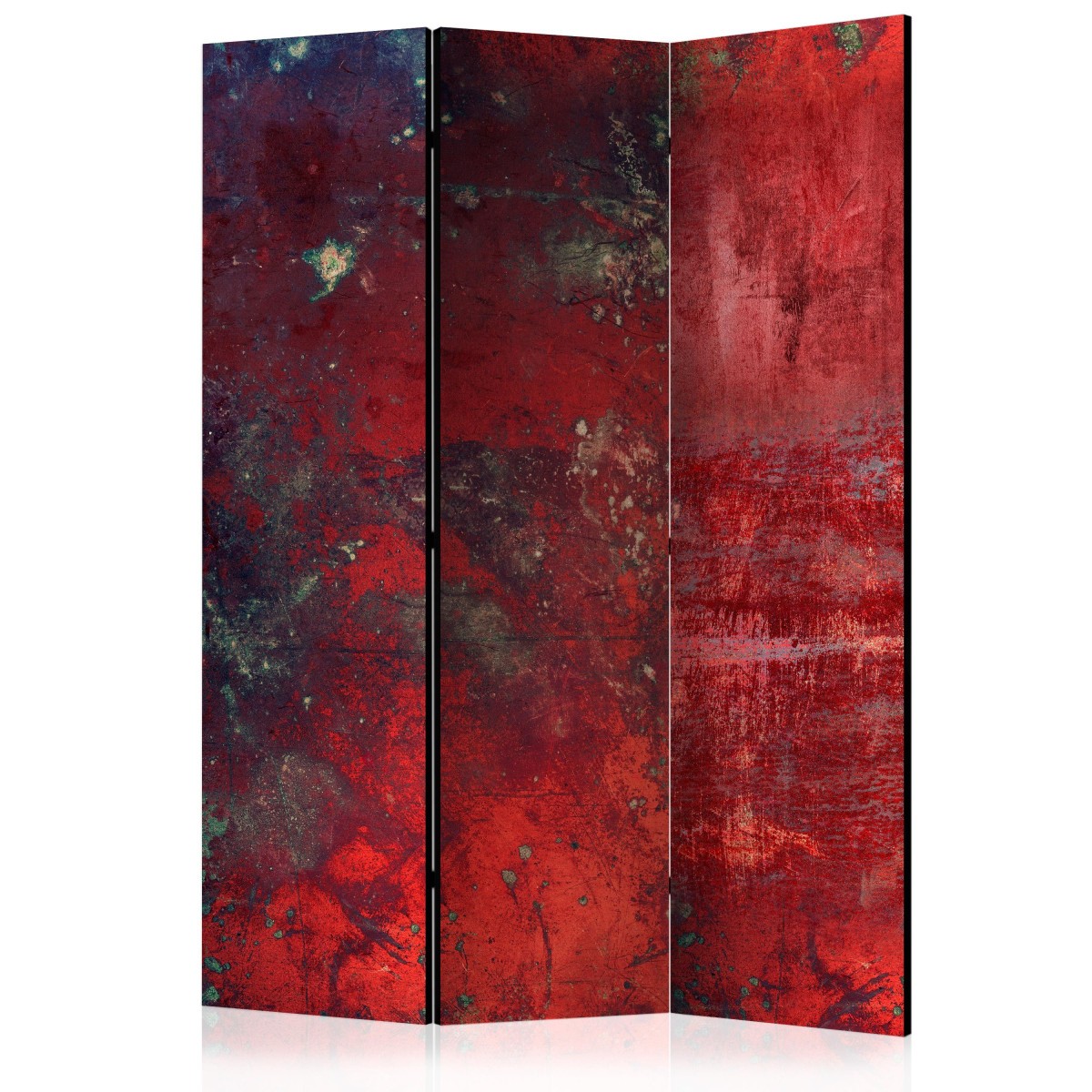 Paravent 3 volets haut de gamme motif béton rouge pour loft contemporain