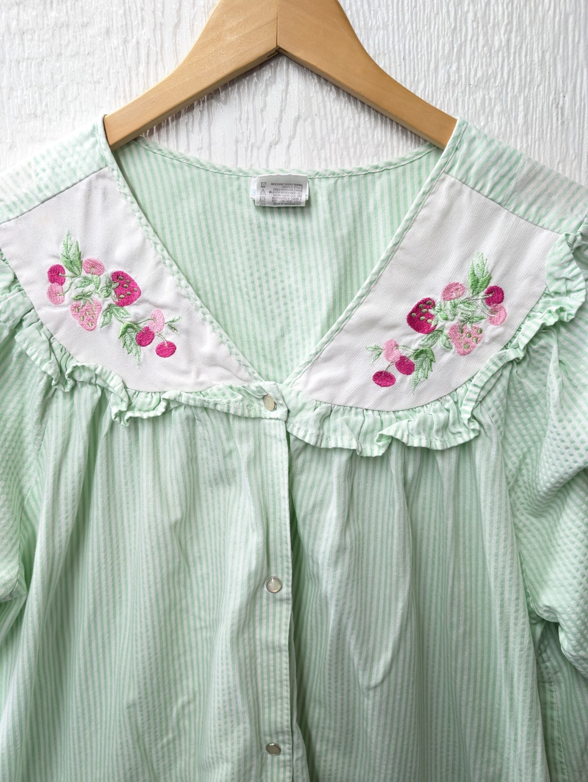 Simply Basic Nightgown Strawberry Embroidered Gra… - image 2