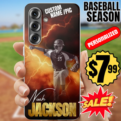 Baseball Mom Dad Gift Phone Case Personalized Name Number iPhone Samsung