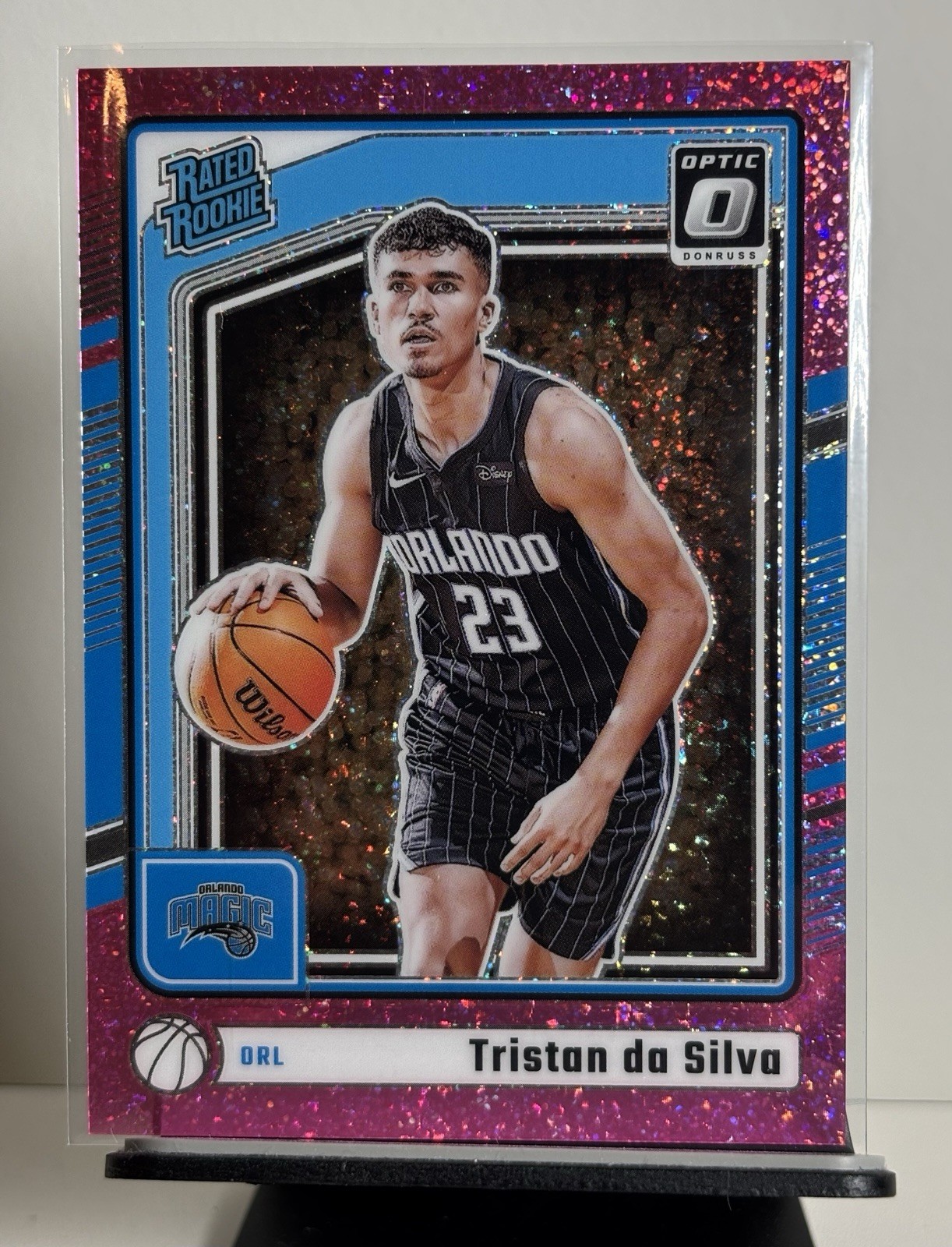 2024-25 Tristan da Silva Optic Pink Glitter /275 #260 (RC) - Orlando Magic