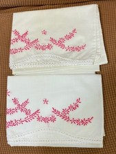Vintage Pair of Cotton Embroidered Standard Pillow Cases