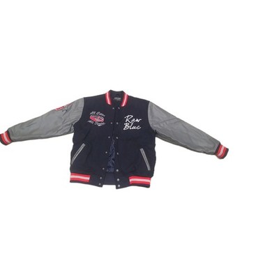 Dunkel Blaue/Graue Raw Blue College Jacke (M) Vintage Streetwear Jacke