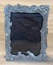Antique Victorian Small Picture Frame Metal Two Birds 4” By 3”
