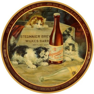 Stegmaier Beer Wilkes Barre PA Cat Theme NEW METAL SIGN: 12'' Dia. Round