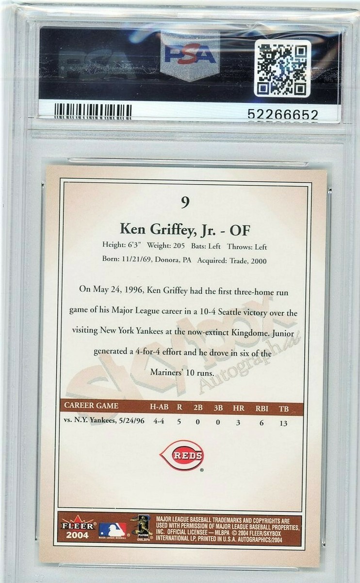 KEN GRIFFEY JR. PSA 8 2004 Skybox Autographics #9 Mariners