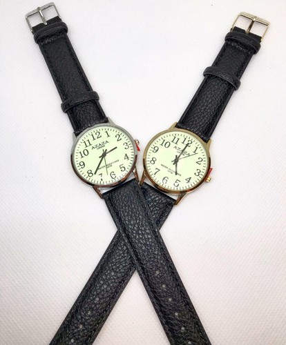 Glow-in-Dark Night Easy Read Water Resist Leather Wristwatch Unisex Gift Multipl - Picture 2 of 12