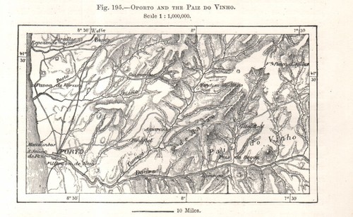 Oporto and the Paiz do Vinho. Portugal. Sketch map 1885 old antique chart