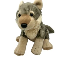 Wild Republic Gray Tan Wolf Plush Toy Stuffed Animal 12" Realistic