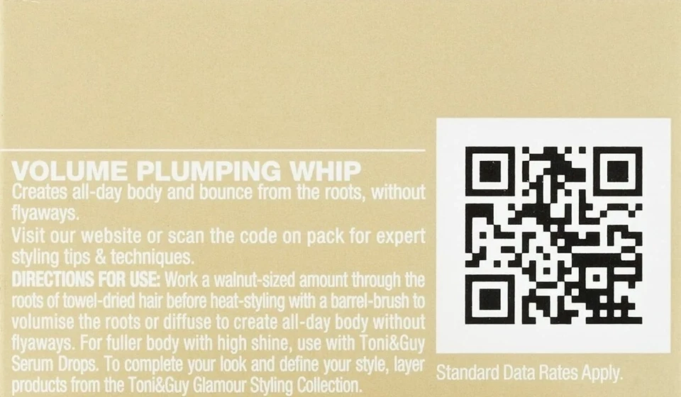 TONI & GUY 2,82 OZ SALÓN DE LONDRES Cabello Glamour Volumen Rellendor Batidor Crema 90 ml NUEVO Foto 4 de 4