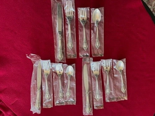 Lunt ELOQUENCE Sterling Silver Three 4pc Place Settings:  Knife Fork Salad Spoon