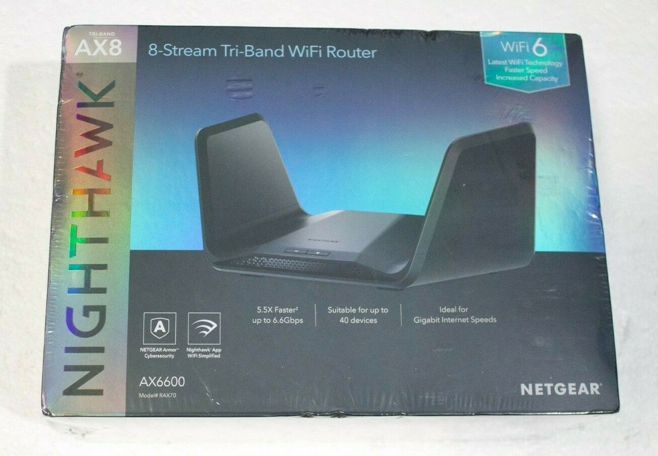 NETGEAR RAX70 AX6600 Nighthawk AX8 Tri-Band Wi-Fi 6 Router NEW Sealed