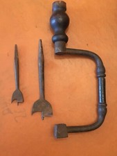 Vintage ANTICO TRAPANO A MANO MANUALE GIRABACCHINO DA FALEGNAME RESTAURATO