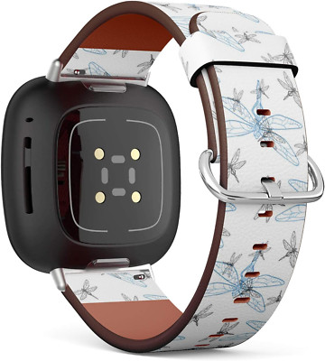 Leather Replacement Band for Fitbit Sense/Versa 3 - Dragonfly Design